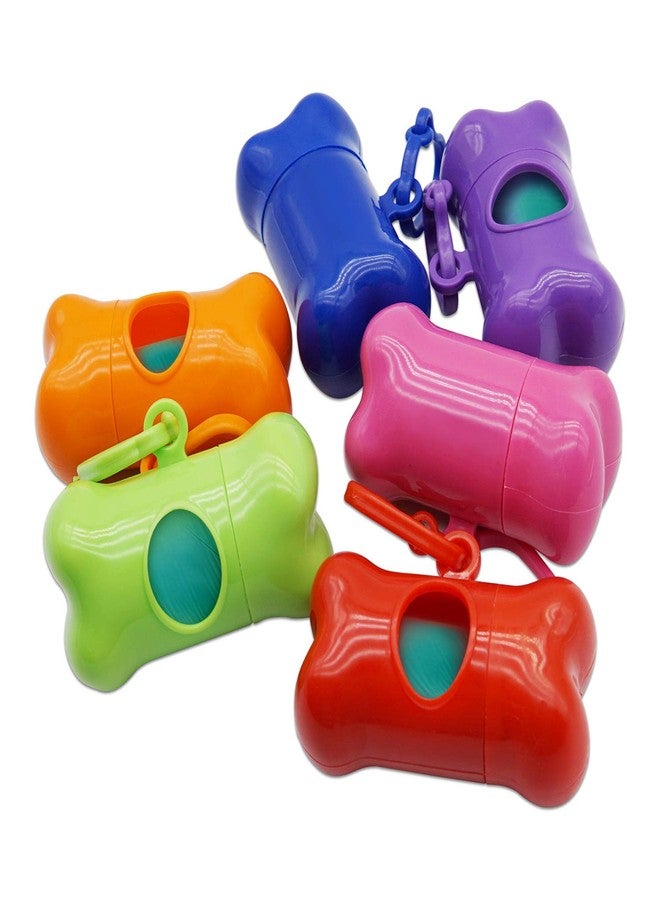 INNOLIFE Dog Poop Bag, Set of 6 Bone Shaped Dispensers + 90pcs Pet Waste Bags, Dog Waste Bags, Bulk Poop Bags on a roll, Clean up Poop Bag - Image 1